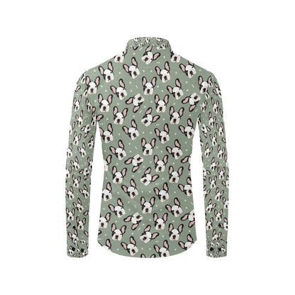 Boston Terrier Pattern Print Design 05 Men's Long Sleeve Shirt