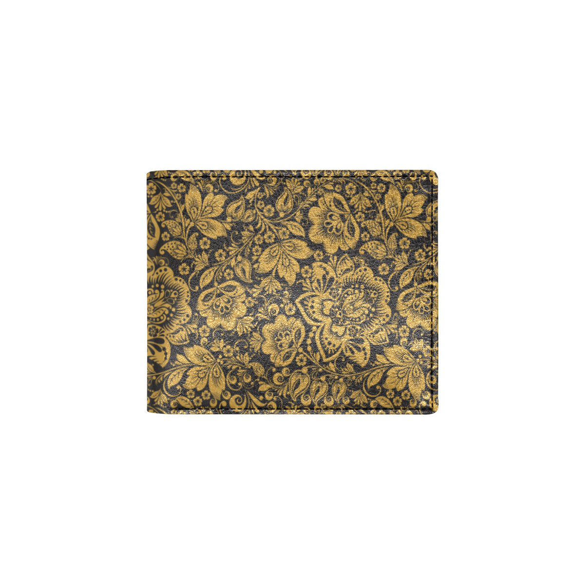 Brocade Gold Pattern Print Design 01 Men's ID Card Wallet