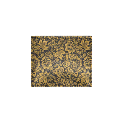 Brocade Gold Pattern Print Design 01 Men's ID Card Wallet