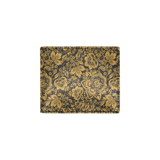 Brocade Gold Pattern Print Design 01 Men's ID Card Wallet