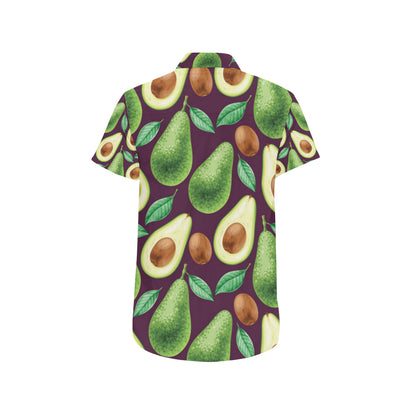 Avocado Pattern Print Design AC08 Men's Short Sleeve Button Up Shirt