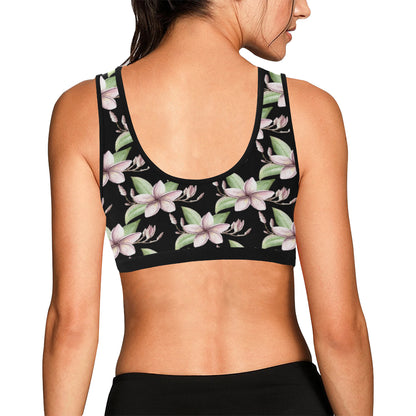 Plumeria Pattern Print Design PM02 Sports Bra