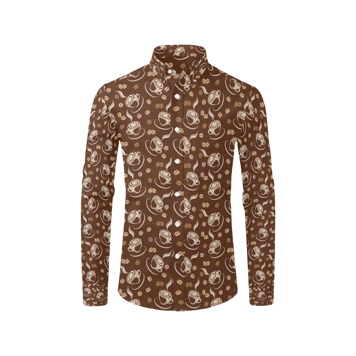 Coffee Pattern Print Design 03 Men's Long Sleeve Shirt