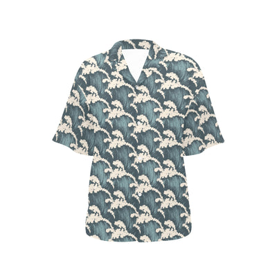 Wave Art Print Women's Hawaiian Shirt