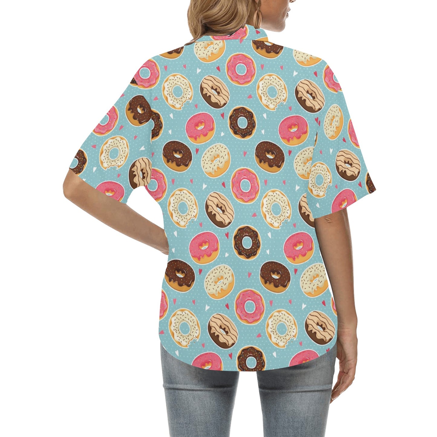 Donut Pattern Print Design DN04 Women's Hawaiian Shirt