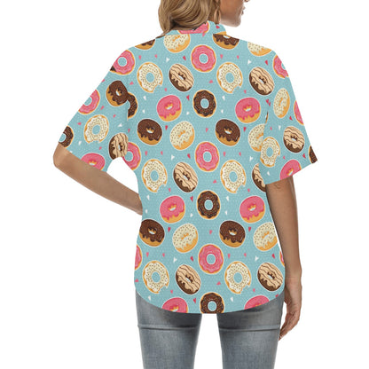 Donut Pattern Print Design DN04 Women's Hawaiian Shirt
