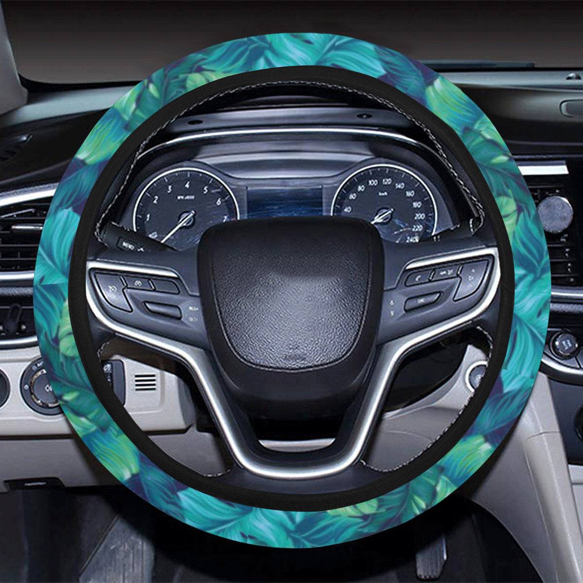 Banana Leaf Pattern Print Design 06 Steering Wheel Cover with Elastic Edge