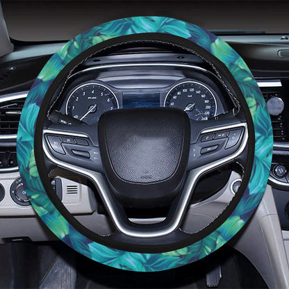 Banana Leaf Pattern Print Design 06 Steering Wheel Cover with Elastic Edge