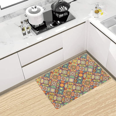 Mandala Flower Themed Design Print Kitchen Mat