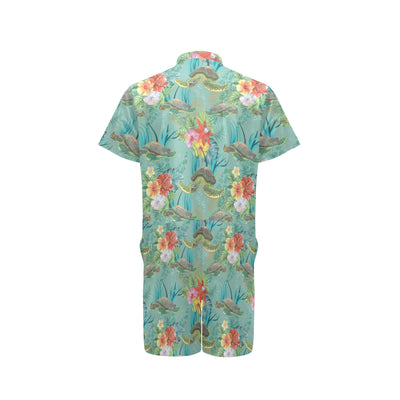 Sea Turtle Pattern Print Design T012 Men's Romper