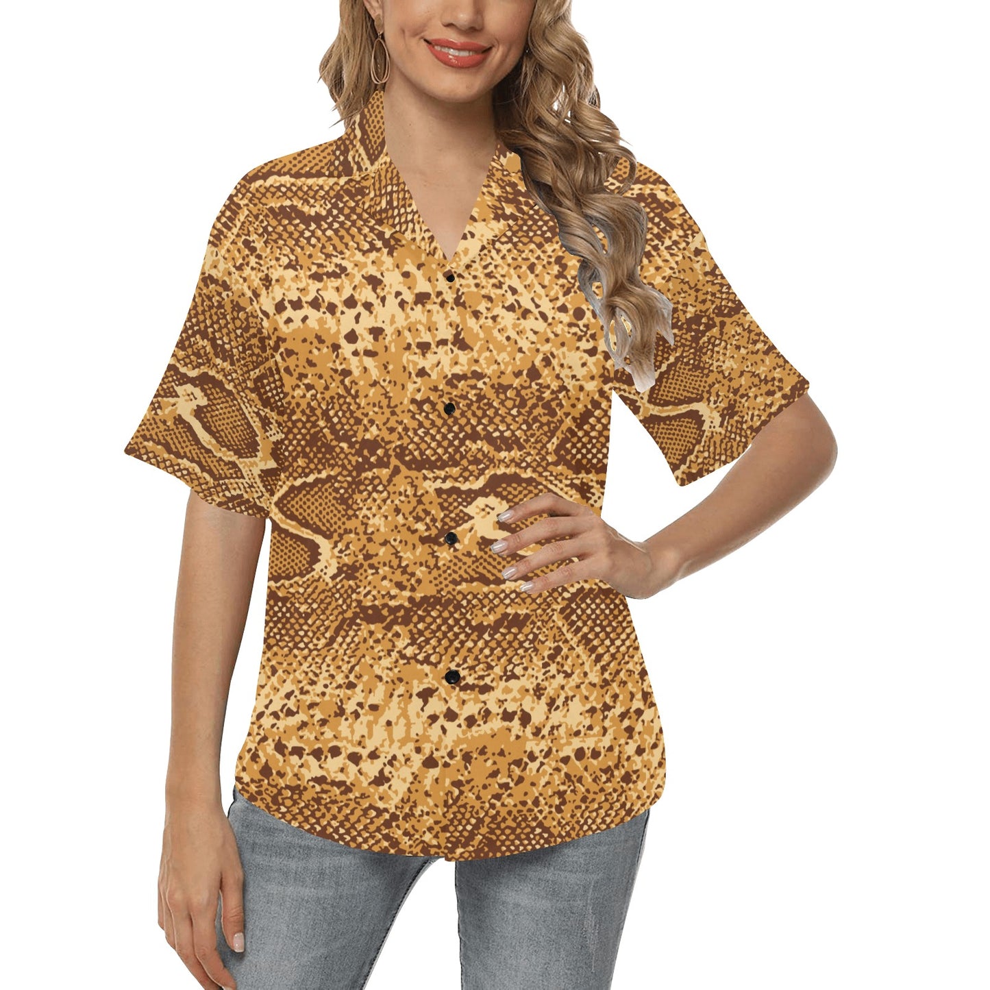 Python Brown Pattern Print Design A03 Women's Hawaiian Shirt