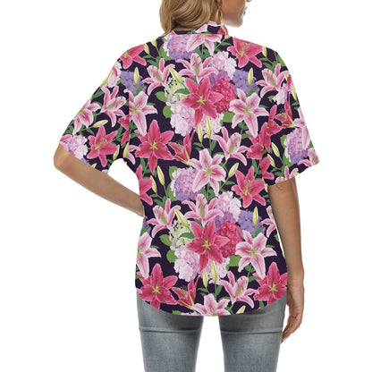 Lily Pattern Print Design LY017 Women's Hawaiian Shirt