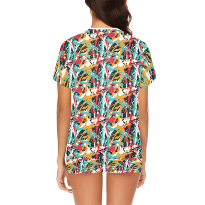 Splatter Print Design LKS304 Women's Short Pajama Set