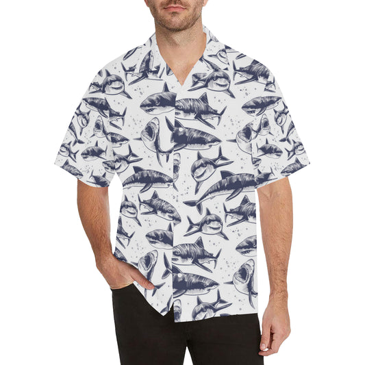 Great White Shark Pattern Print Design 02 Men's Hawaiian Shirt