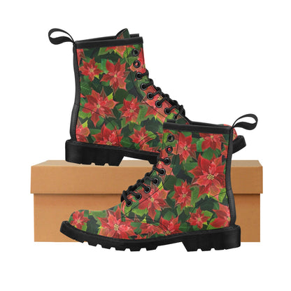 Poinsettia Pattern Print Design POT04 Women's Boots