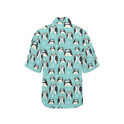 Penguin Love Print Women's Hawaiian Shirt