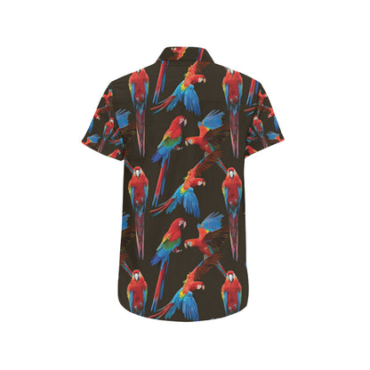 Macaw Pattern Print Design 04 Men's Short Sleeve Button Up Shirt