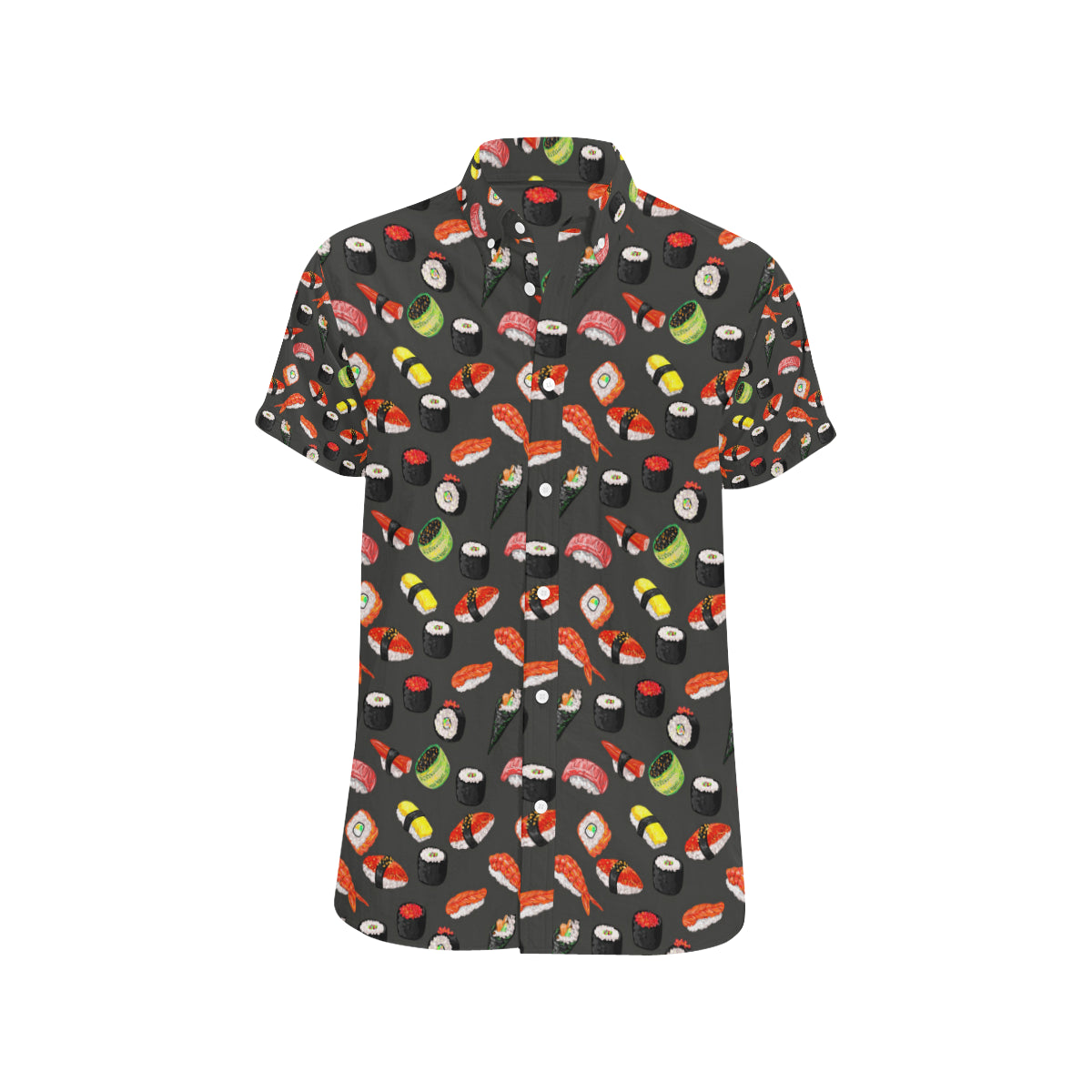 Sushi Design Print Men's Short Sleeve Button Up Shirt