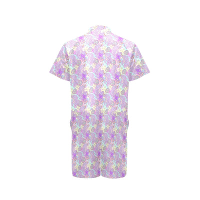 Unicorn Rainbow Star Heart Print Men's Romper