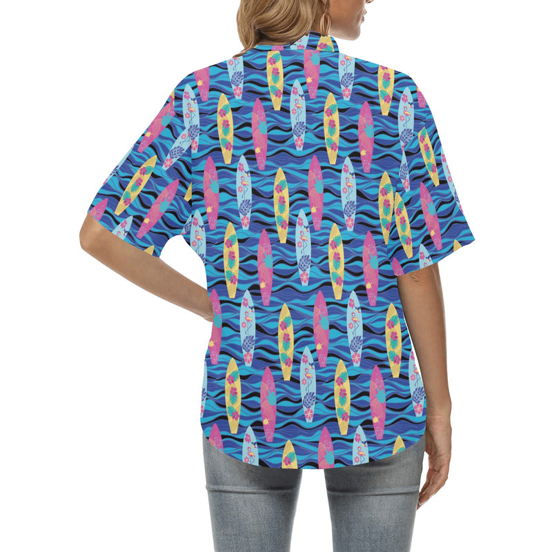 Surfboard Print Design LKS304 Women's Hawaiian Shirt