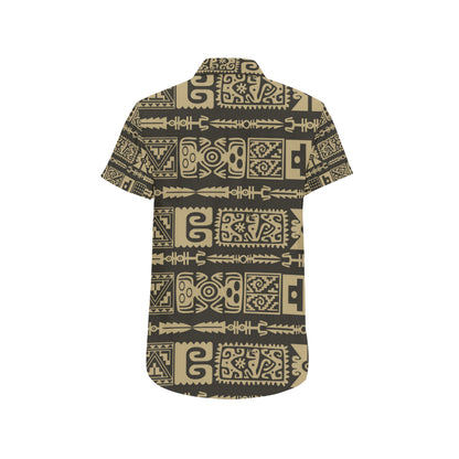 Mayan Pattern Print Design 03 Men's Short Sleeve Button Up Shirt