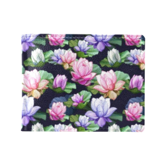 Lotus Flower Print Design Men's ID Card Wallet