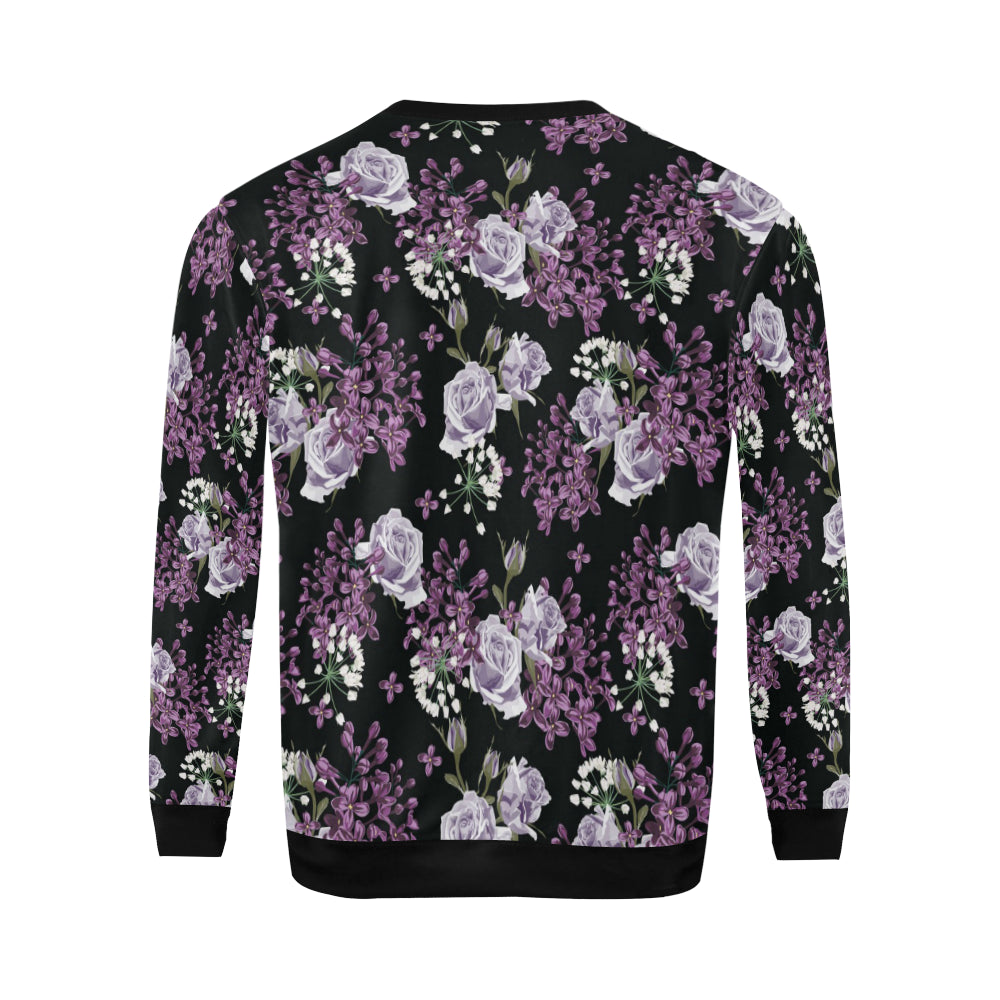 Lilac Pattern Print Design LI04 Men Long Sleeve Sweatshirt