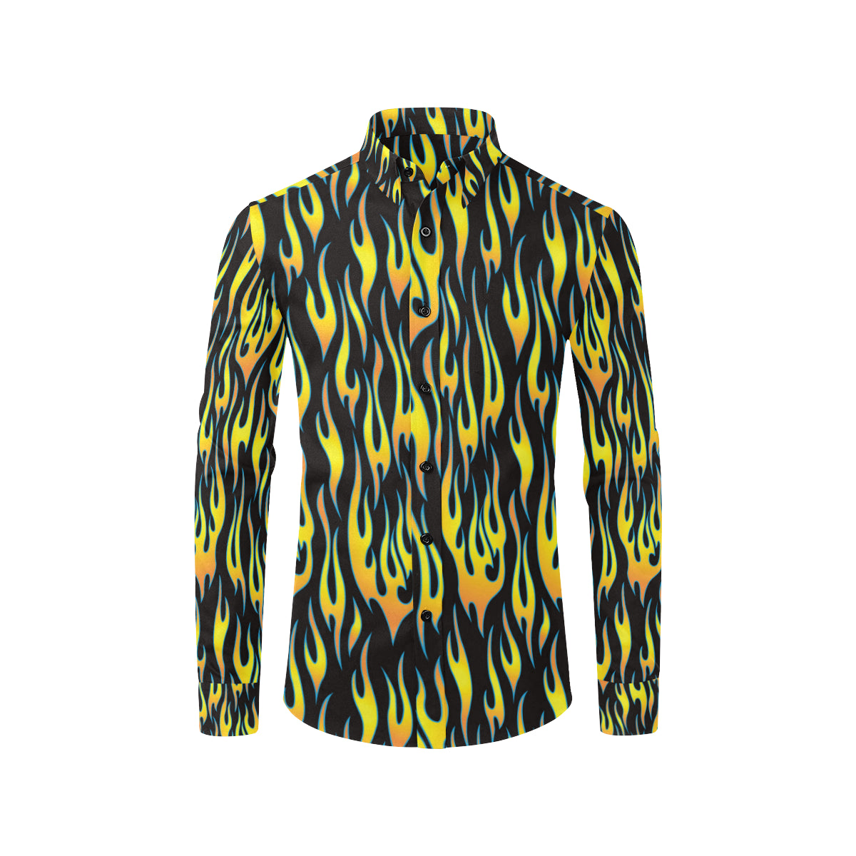 Flame Fire Yellow Pattern Men's Long Sleeve Shirt