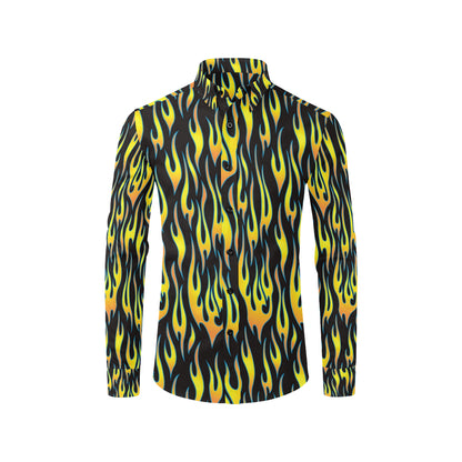 Flame Fire Yellow Pattern Men's Long Sleeve Shirt