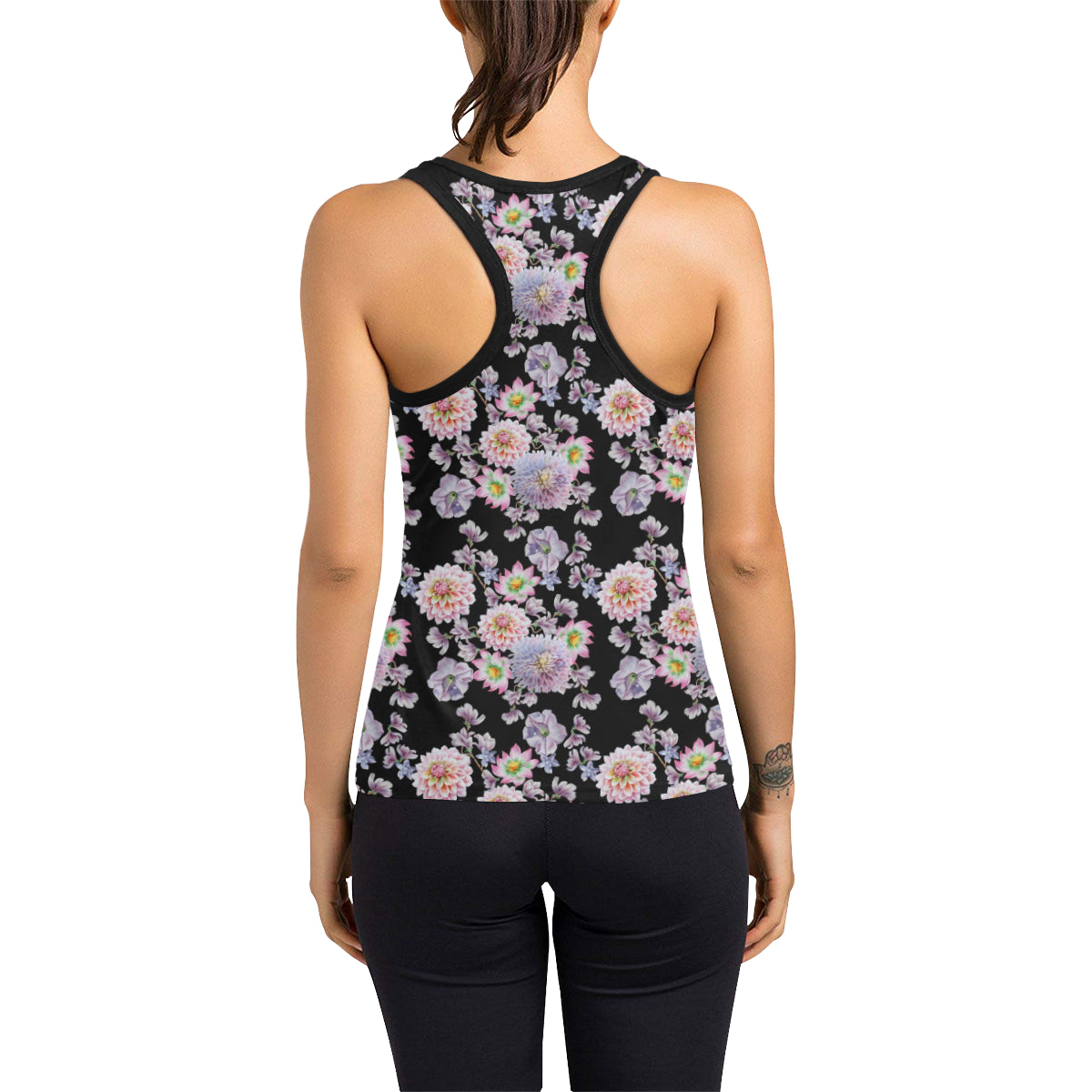Dahlia Pattern Print Design DH012 Women's Racerback Tank Top