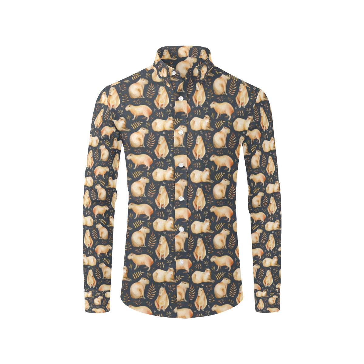 Capybara Pattern Print Design 02 Men's Long Sleeve Shirt