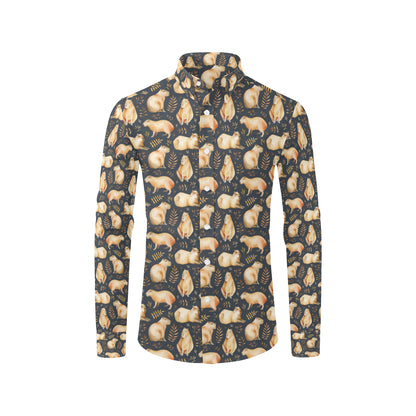 Capybara Pattern Print Design 02 Men's Long Sleeve Shirt