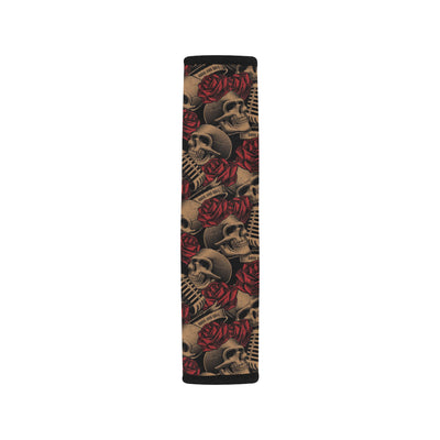 Microphone Skull Rose Pattern Print Design 02 Car Seat Belt Cover