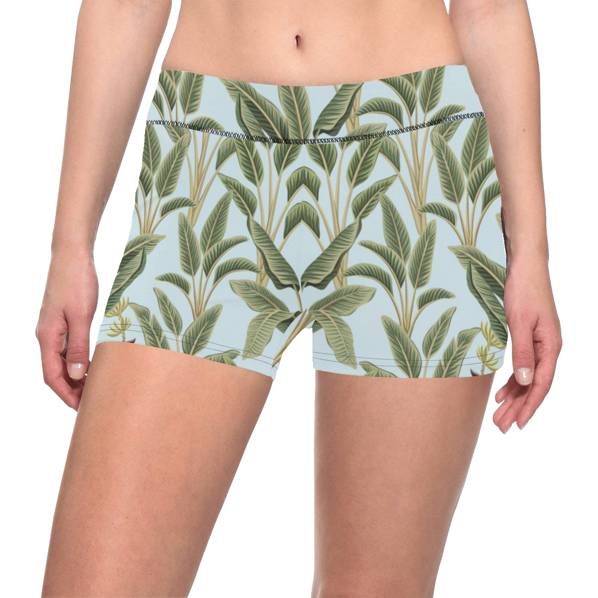 Banana Leaf Pattern Print Design BL03 Yoga Shorts