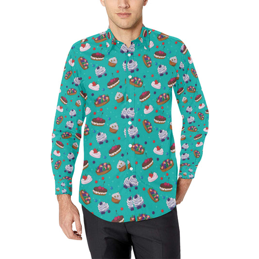 Cake Pattern Print Design 07 Men's Long Sleeve Shirt