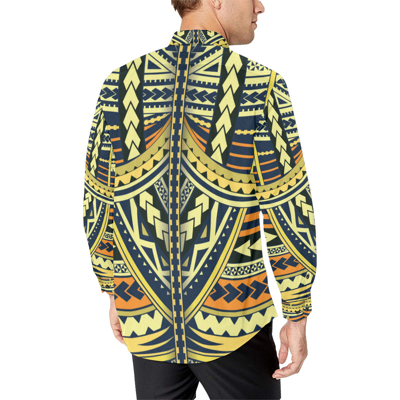 Polynesian Tattoo Print Men's Long Sleeve Shirt