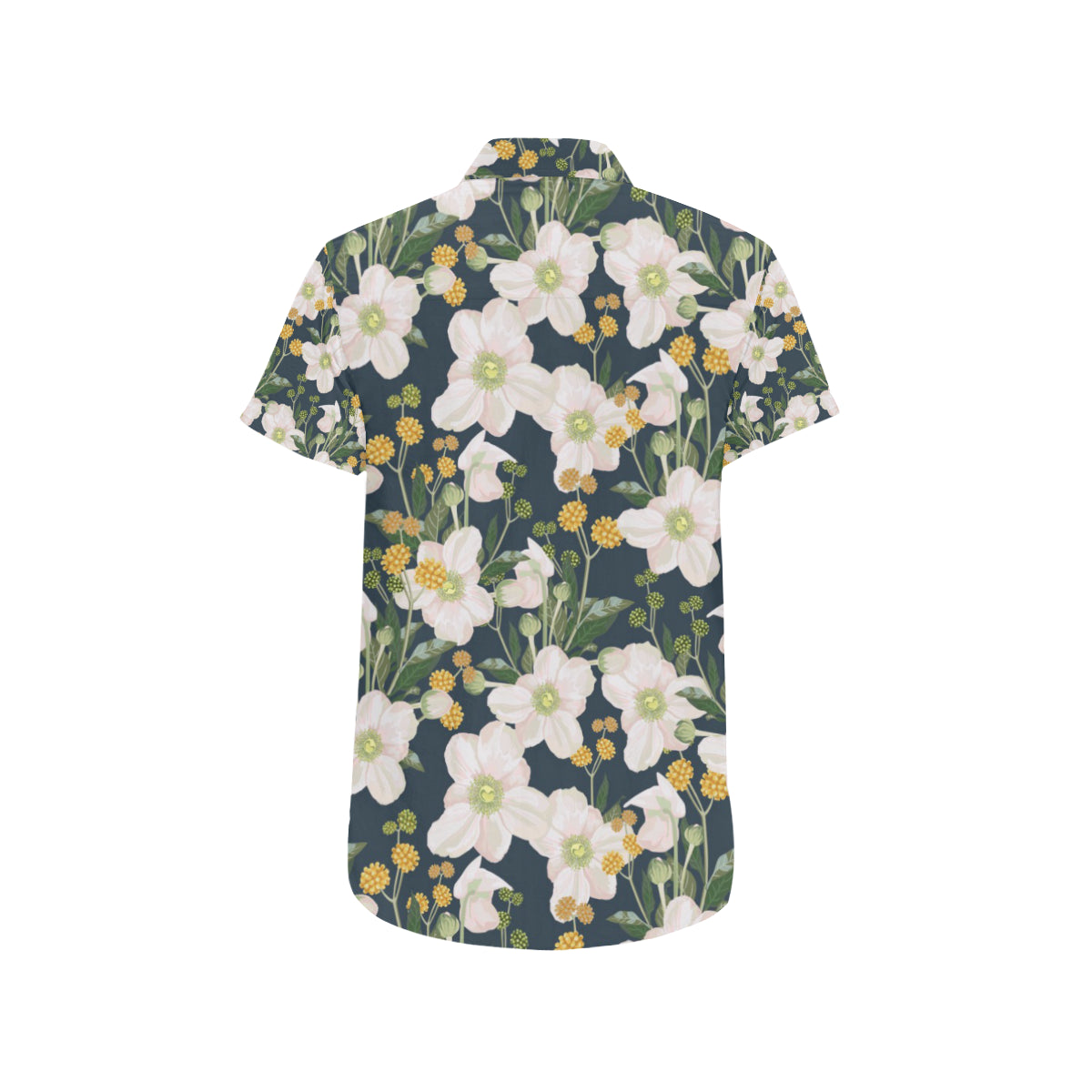 Anemone Pattern Print Design AM04 Men's Short Sleeve Button Up Shirt