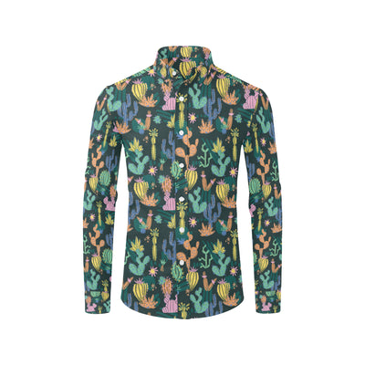 Cactus Pattern Print Design 05 Men's Long Sleeve Shirt