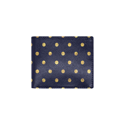 Polka Dot Gold Blue Pattern Print Design 02 Men's ID Card Wallet