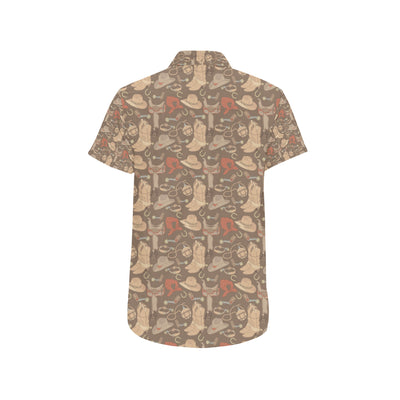 Cowboy Pattern Print Design 02 Men's Short Sleeve Button Up Shirt