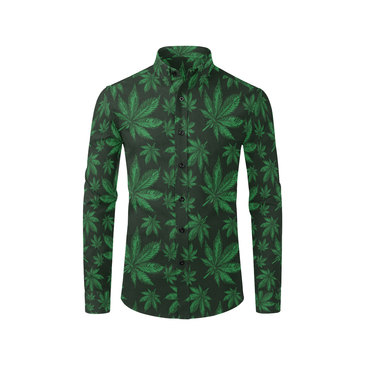 Pot Leaf Pattern Print Design A04 Men's Long Sleeve Shirt