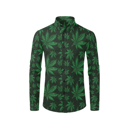 Pot Leaf Pattern Print Design A04 Men's Long Sleeve Shirt