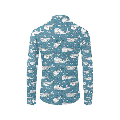 Humpback Whale Pattern Print Design 03 Men's Long Sleeve Shirt