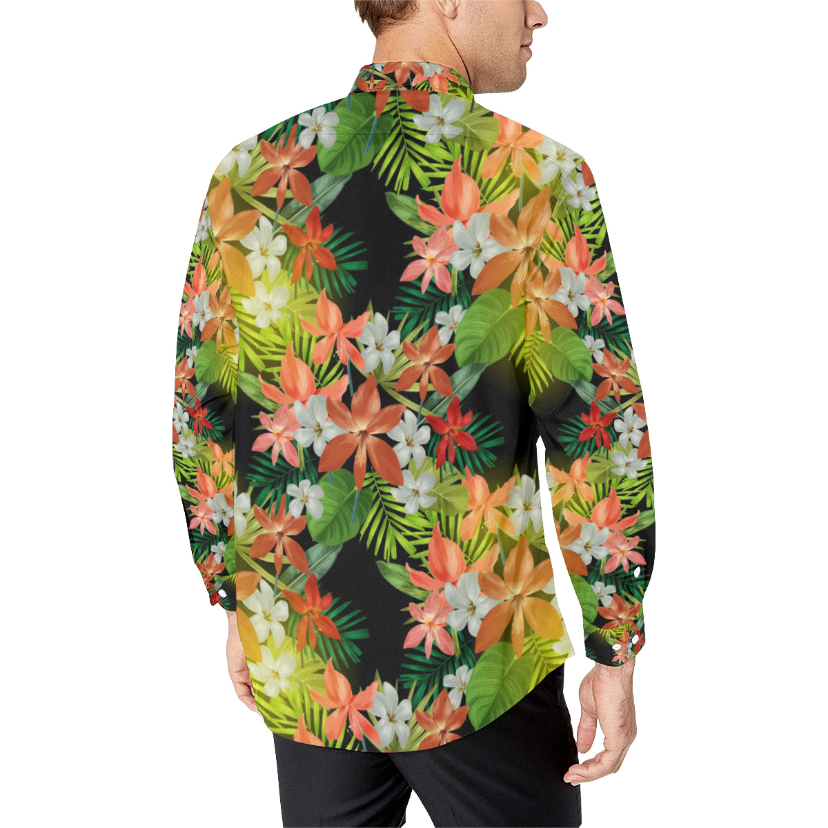 Amaryllis Pattern Print Design AL07 Men's Long Sleeve Shirt