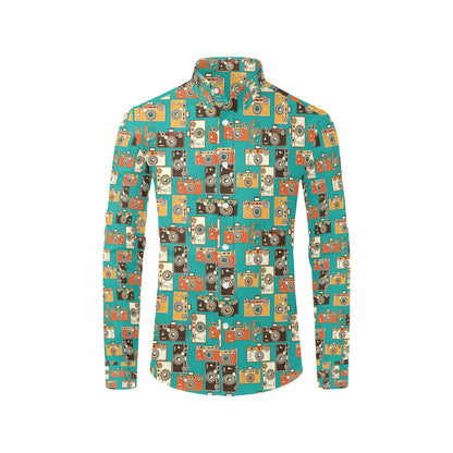 Camera Pattern Print Design 02 Men's Long Sleeve Shirt