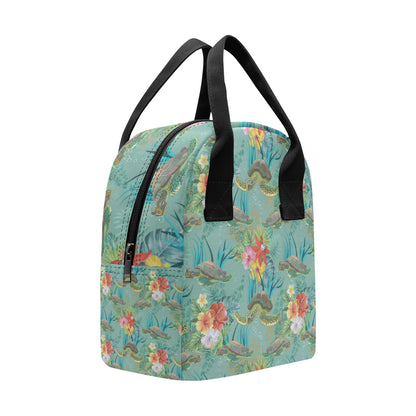 Sea Turtle Pattern Print Design T012 Insulated Lunch Bag