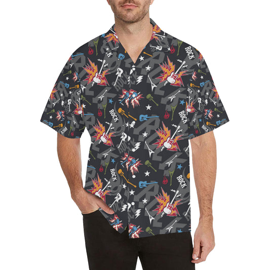 Rock and Roll Pattern Print Design A01 Men's Hawaiian Shirt