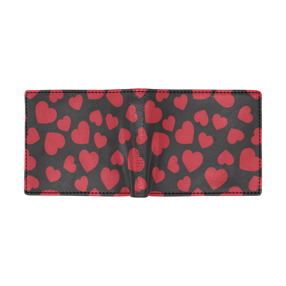 Heart Red Pattern Print Design HE01 Men's ID Card Wallet