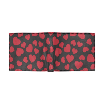 Heart Red Pattern Print Design HE01 Men's ID Card Wallet