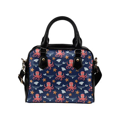 Octopus Pattern Print Design A04 Shoulder Handbag